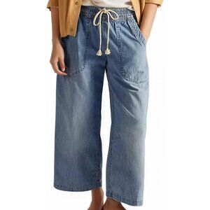 Women's Wide Leg Jeans Cotton Spandex Mid Rise Casual Ankle Pants